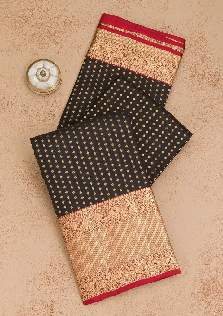 Black Zariwork Pure Silk Saree-Koskii
