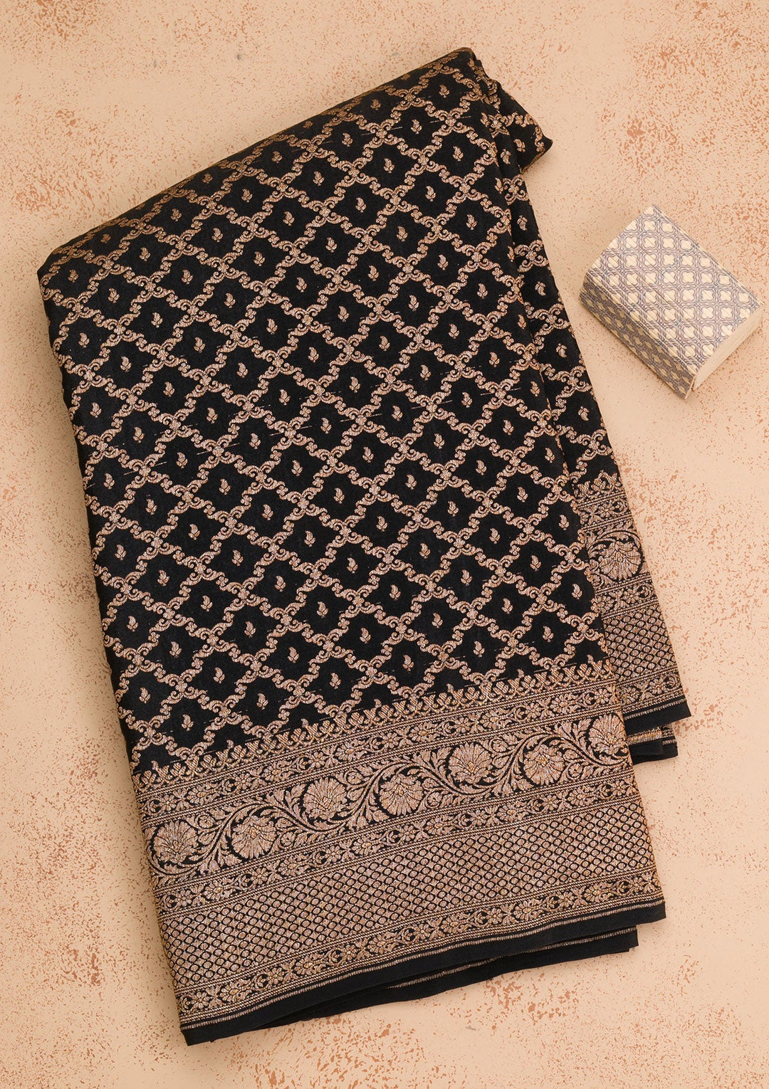 Black Zariwork Pure Silk Saree-Koskii