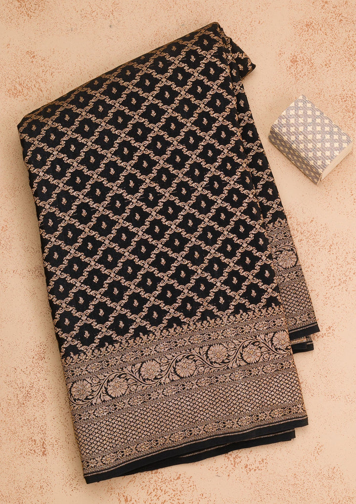 Black Zariwork Pure Silk Saree-Koskii