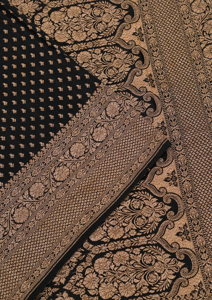 Black Zariwork Pure Silk Saree-Koskii