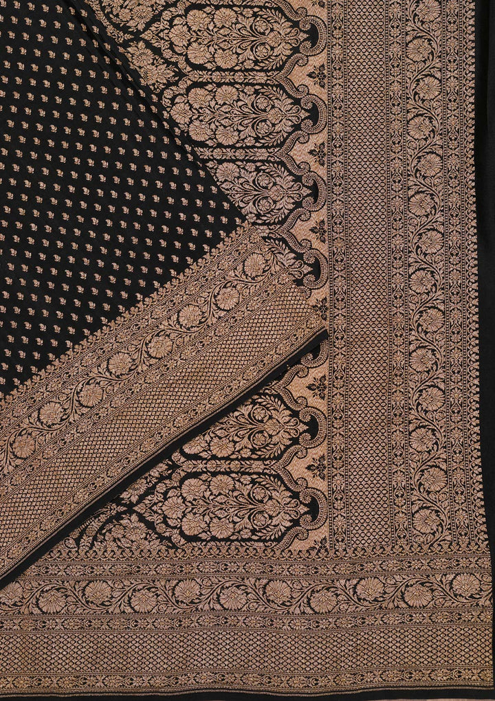 Black Zariwork Pure Silk Saree-Koskii