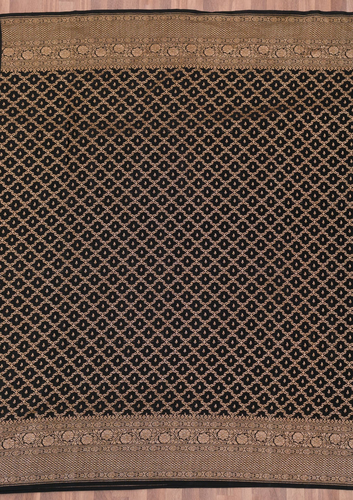 Black Zariwork Pure Silk Saree-Koskii