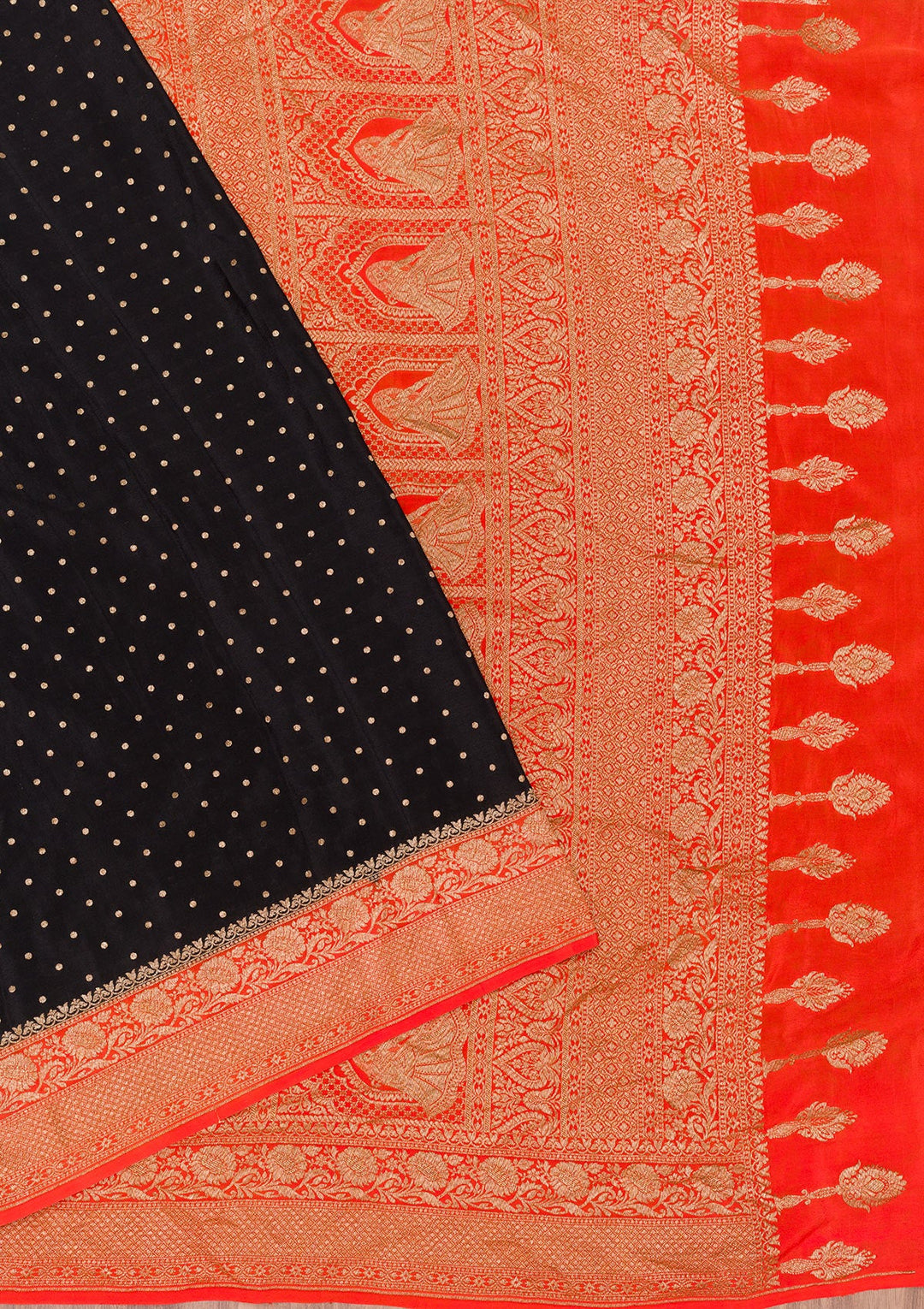 Black Zariwork Pure Silk Saree-Koskii