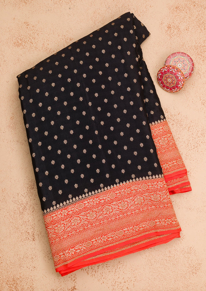 Black Zariwork Pure Silk Saree-Koskii