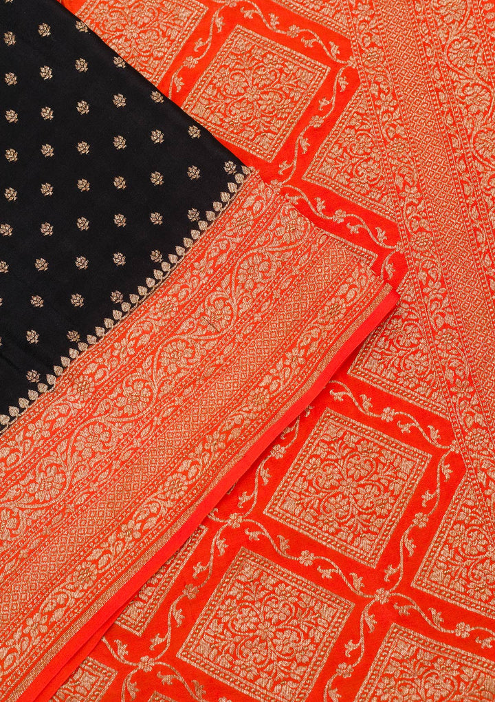 Black Zariwork Pure Silk Saree-Koskii