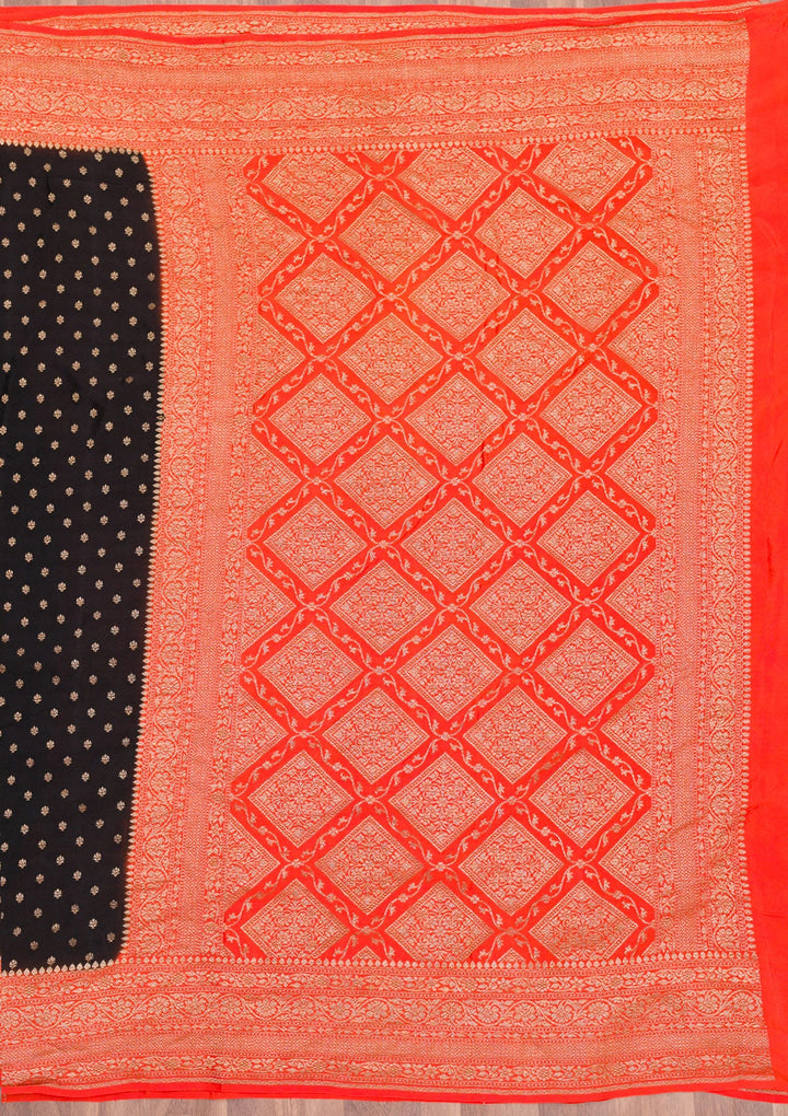 Black Zariwork Pure Silk Saree-Koskii