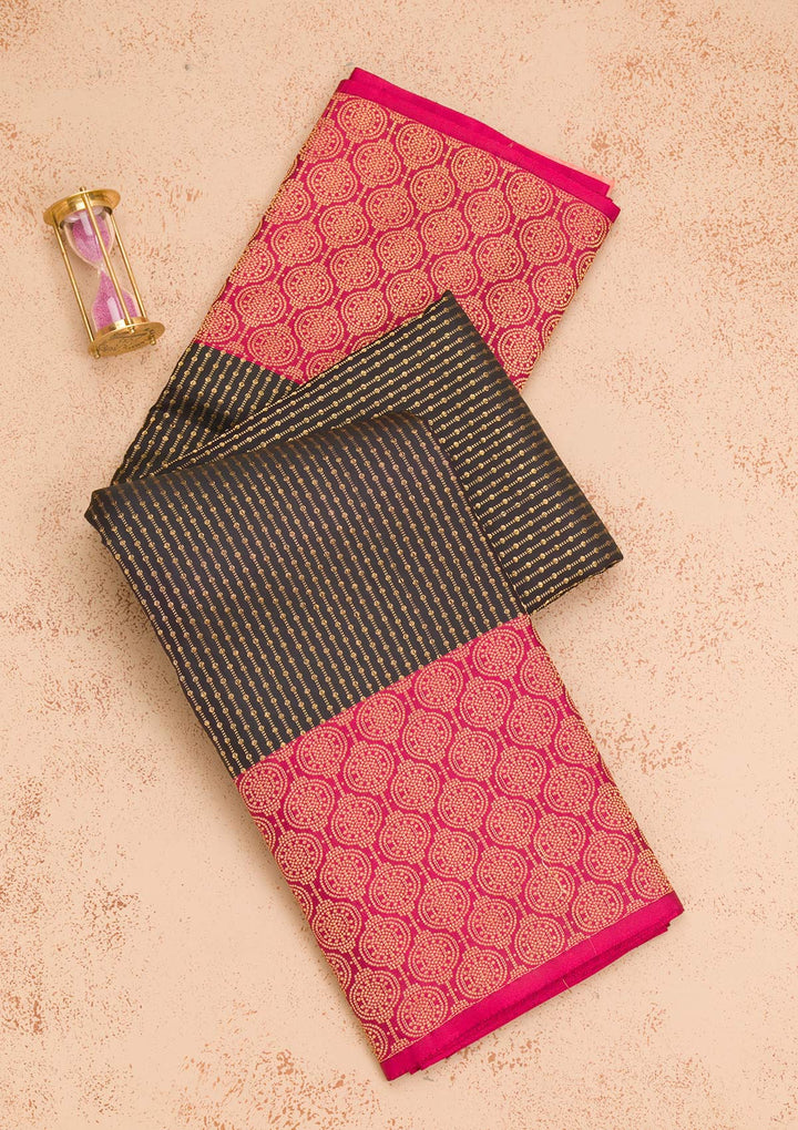 Black Zariwork Pure Silk Saree-Koskii
