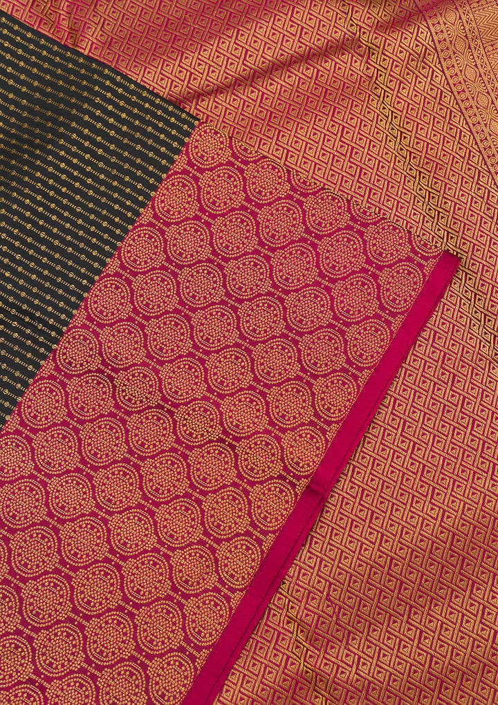 Black Zariwork Pure Silk Saree-Koskii