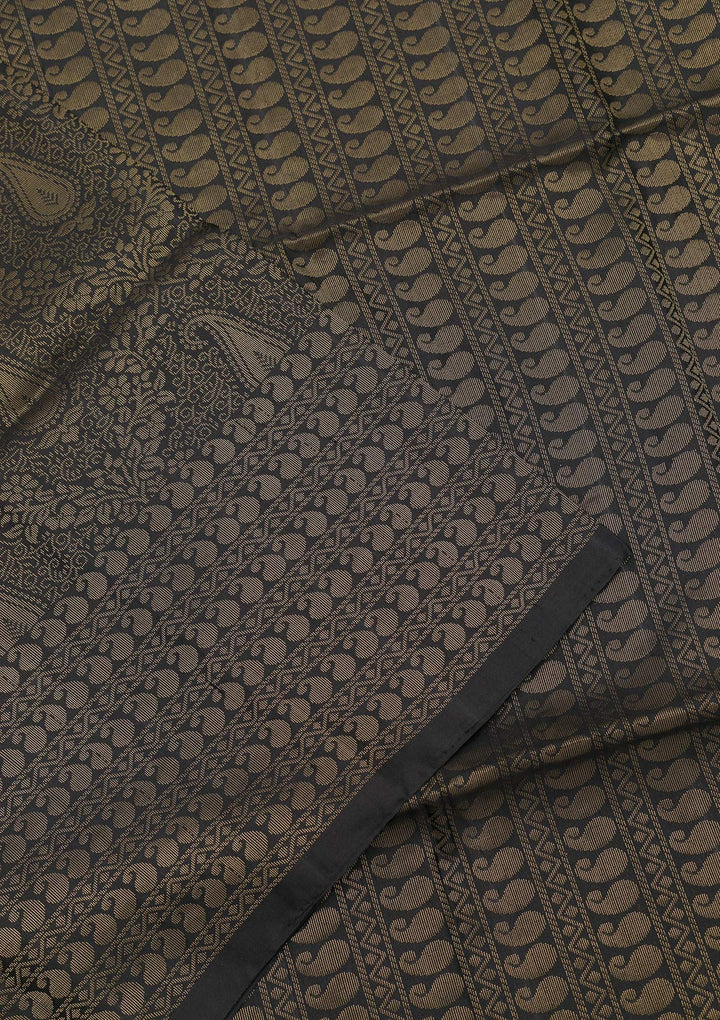 Black Zariwork Pure Silk Saree-Koskii