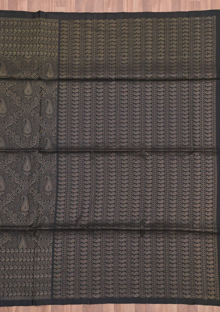 Black Zariwork Pure Silk Saree-Koskii