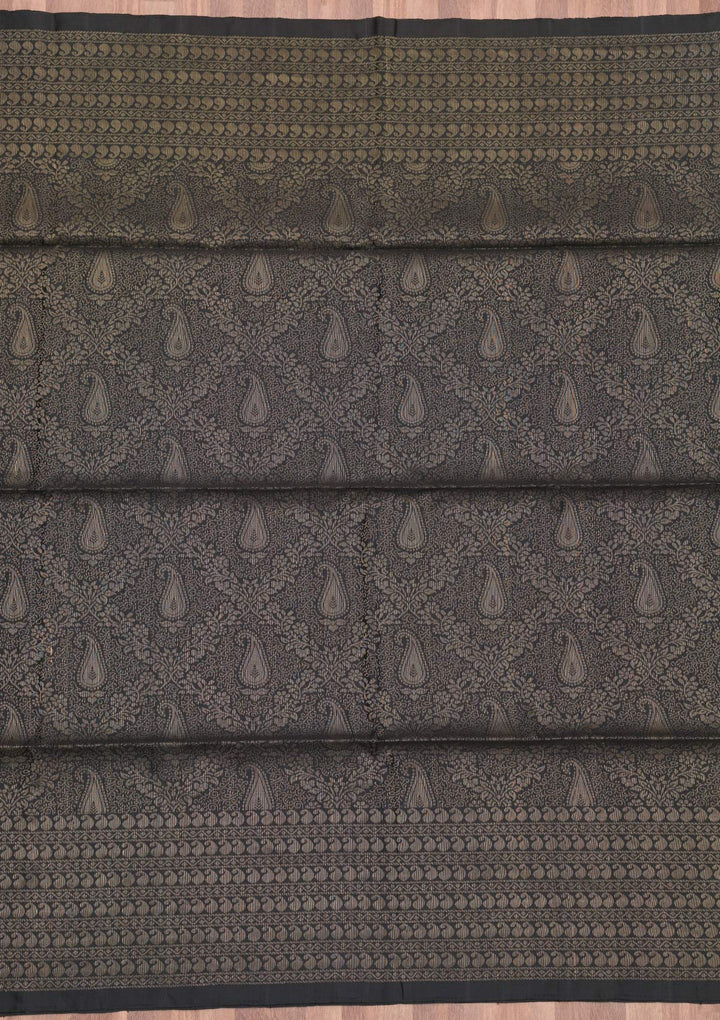 Black Zariwork Pure Silk Saree-Koskii