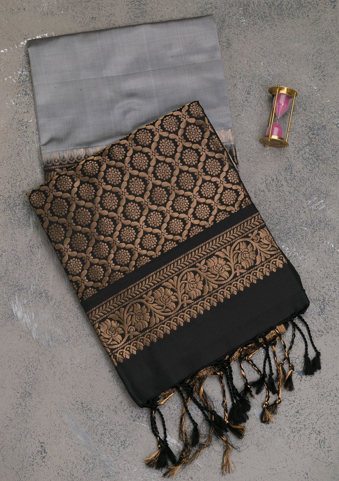 Black Zariwork Pure Silk Saree-Koskii