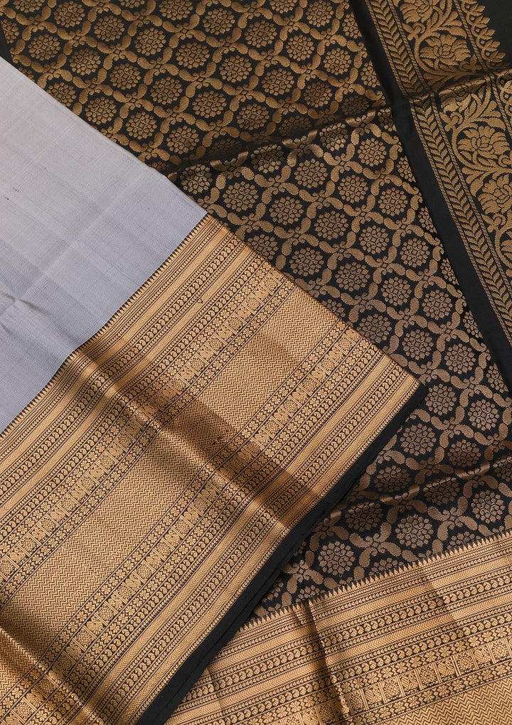 Black Zariwork Pure Silk Saree-Koskii