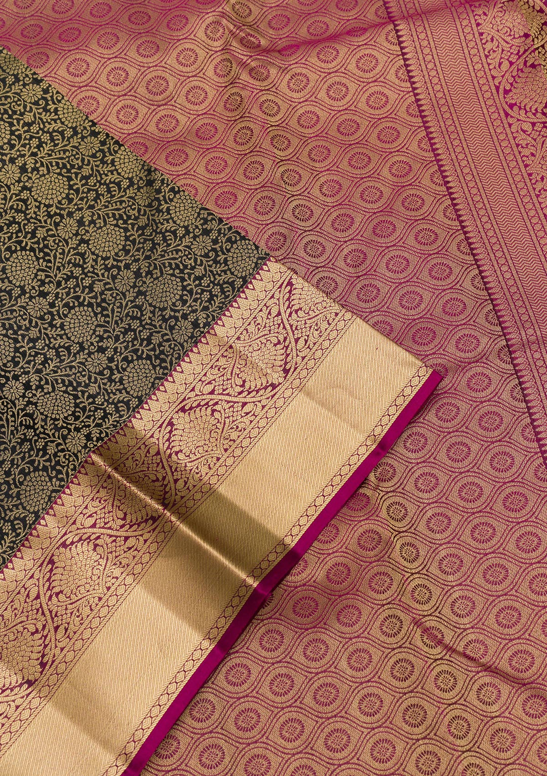 Black Zariwork Pure Silk Saree-Koskii