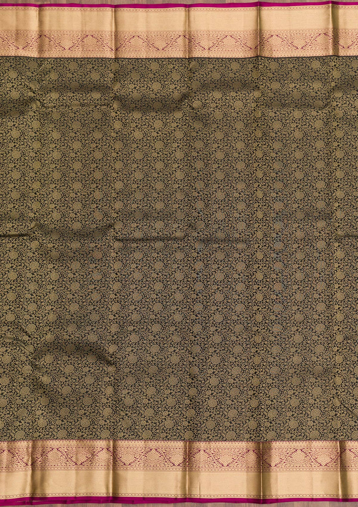 Black Zariwork Pure Silk Saree-Koskii