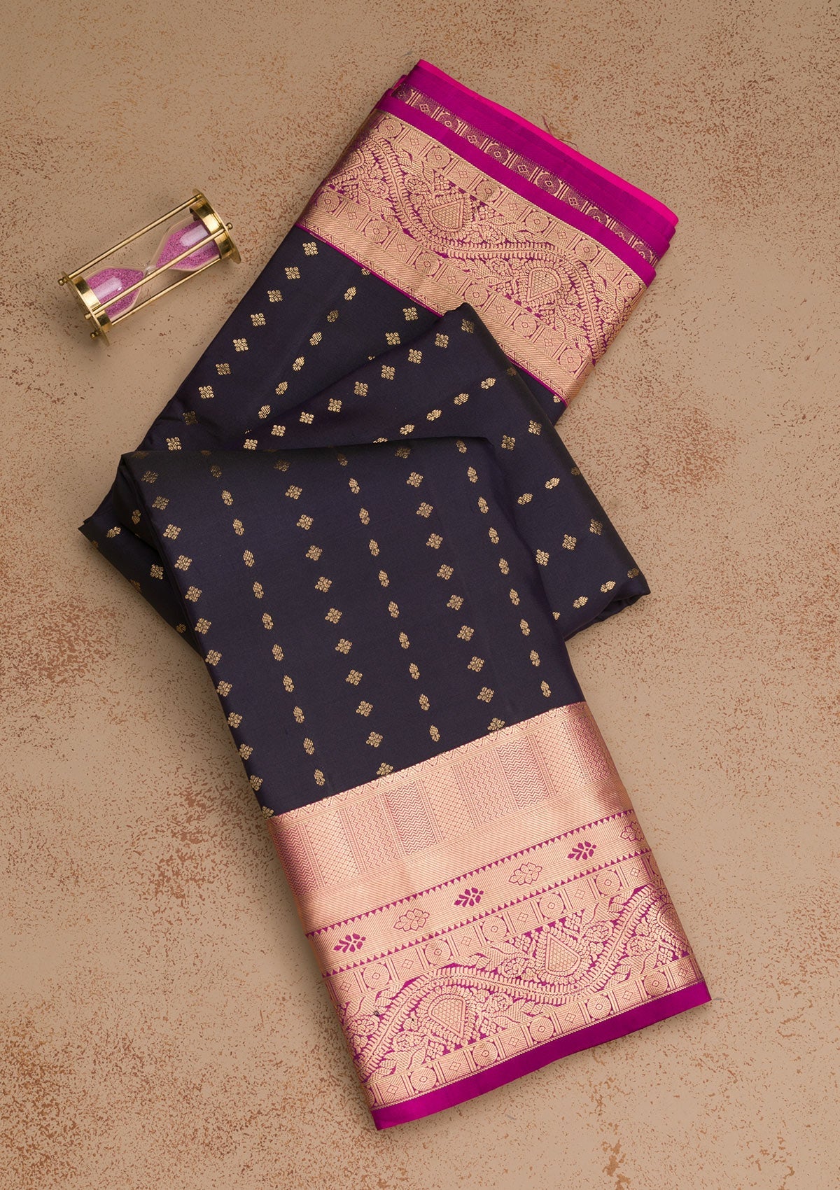 Black Zariwork Pure Silk Saree-Koskii