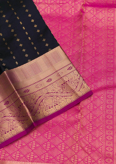 Black Zariwork Pure Silk Saree-Koskii