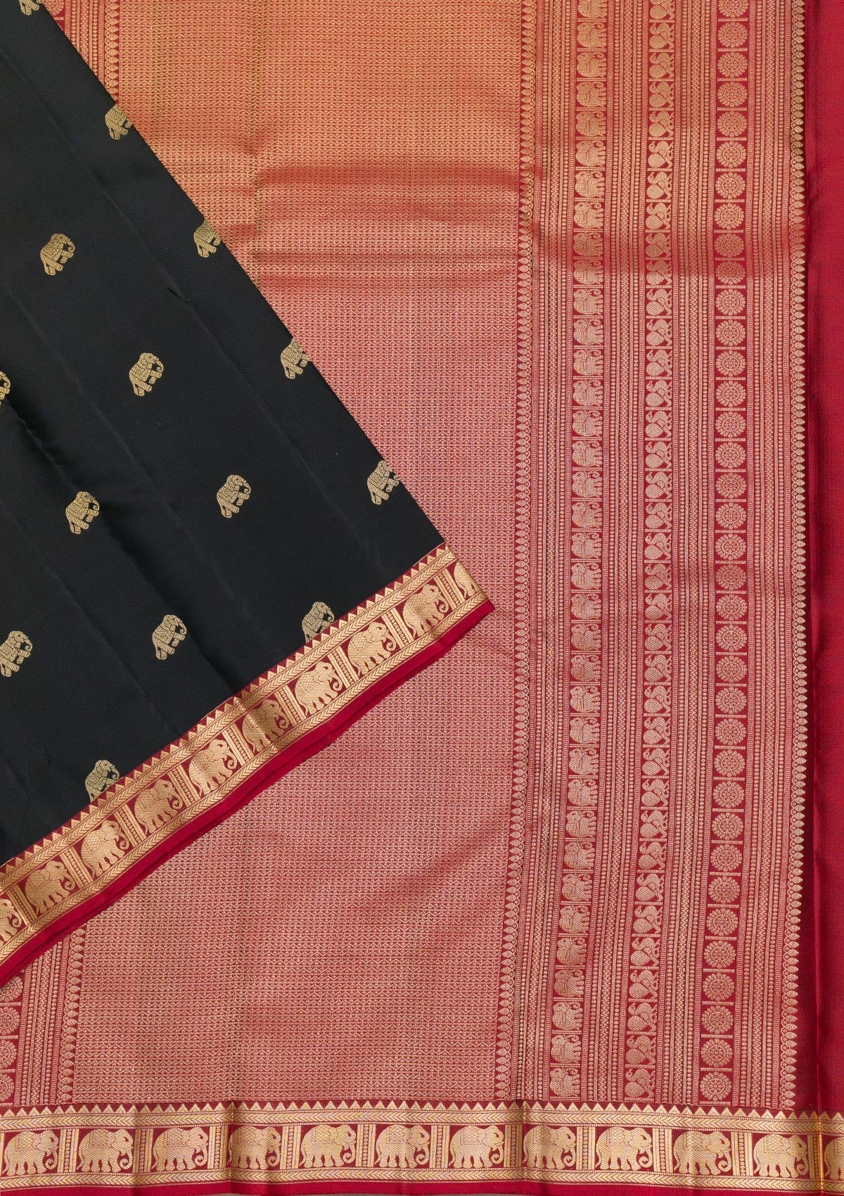 Black Zariwork Pure Silk Saree-Koskii