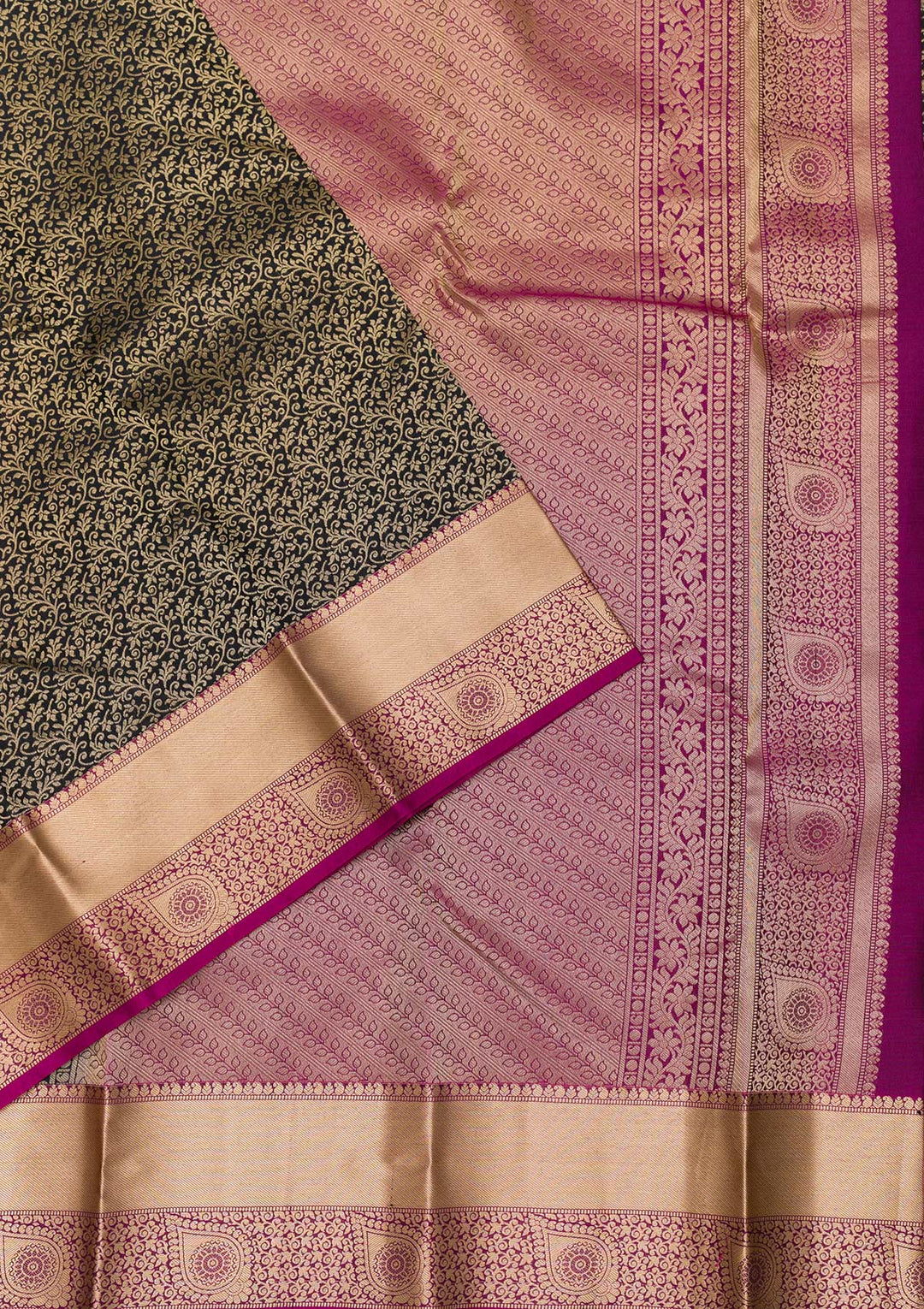 Black Zariwork Pure Silk Saree-Koskii