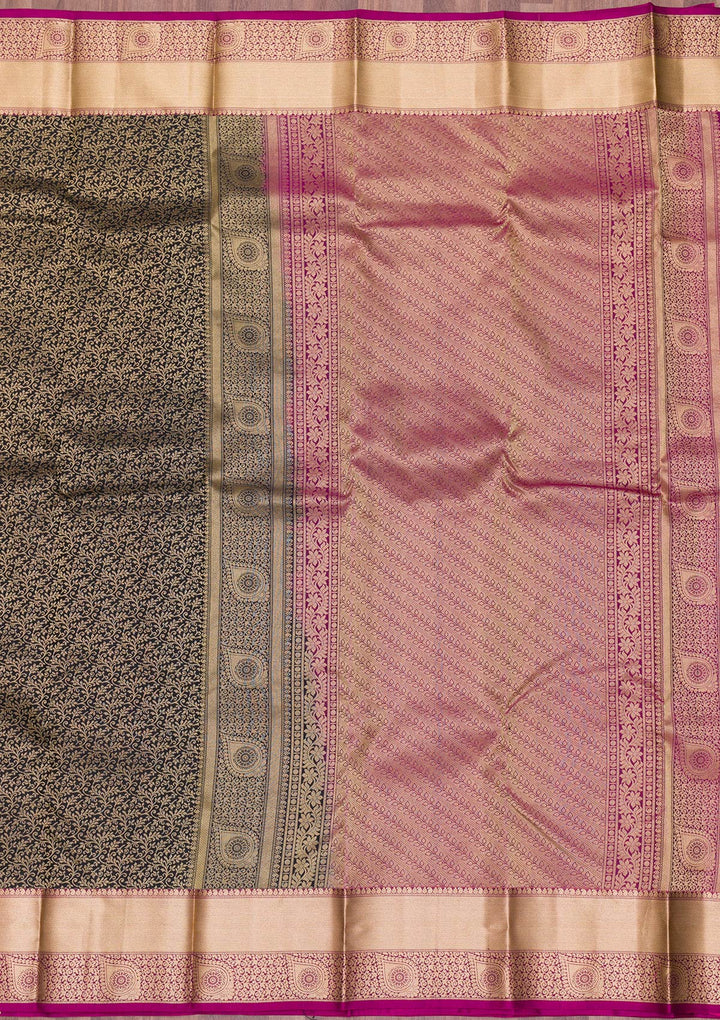 Black Zariwork Pure Silk Saree-Koskii