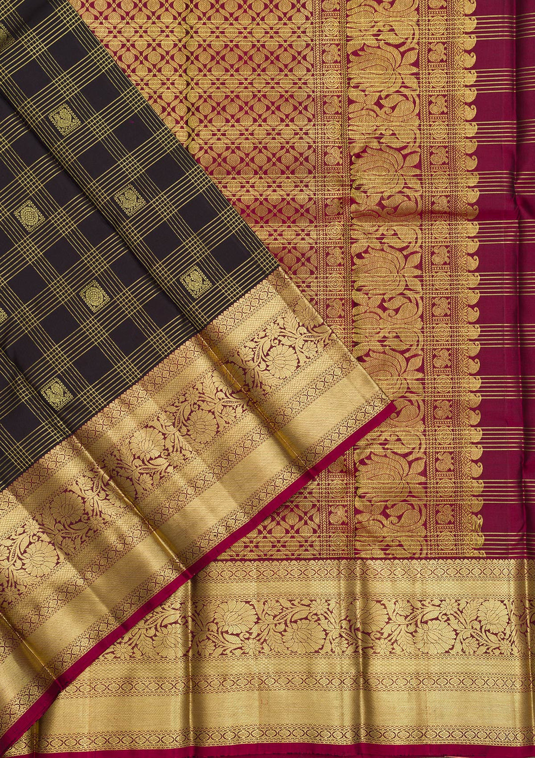 Black Zariwork Pure Silk Saree-Koskii