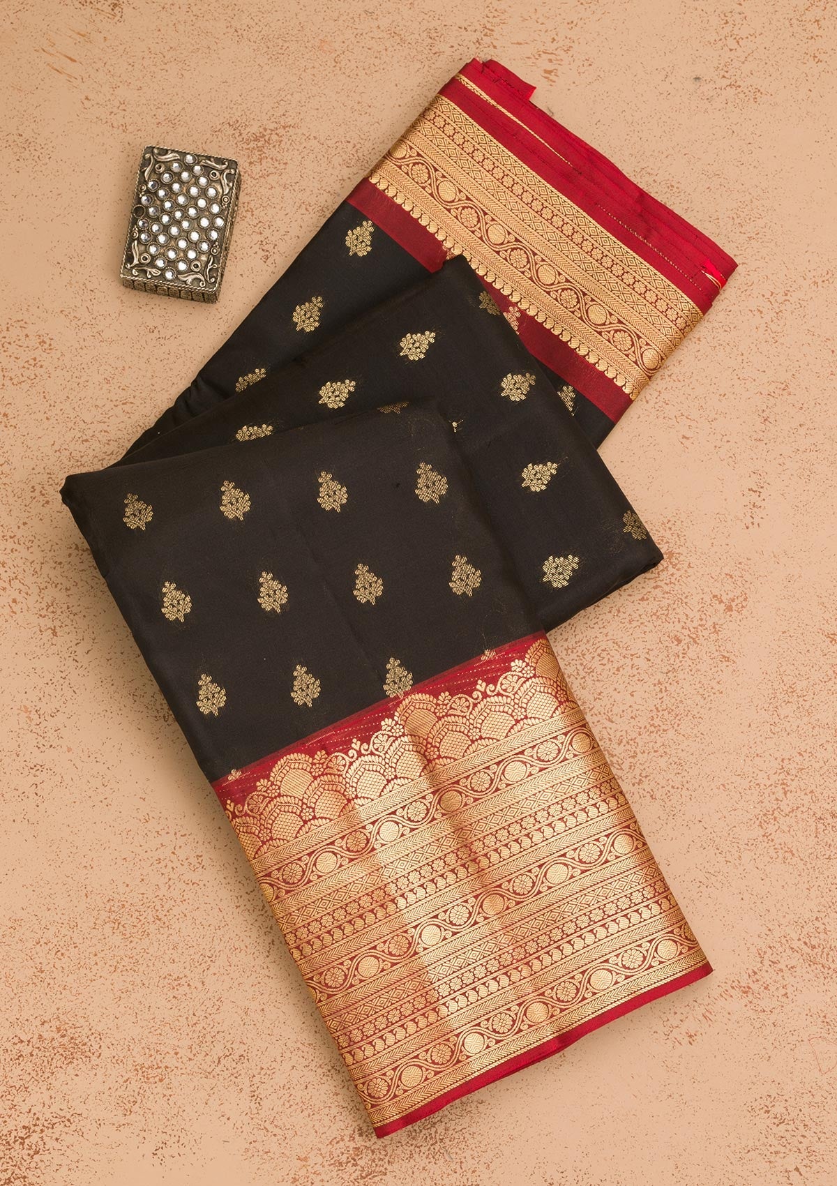 Black Zariwork Pure Silk Saree-Koskii