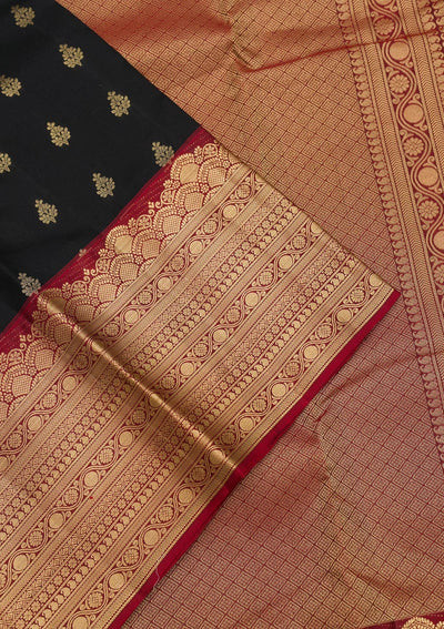 Black Zariwork Pure Silk Saree-Koskii