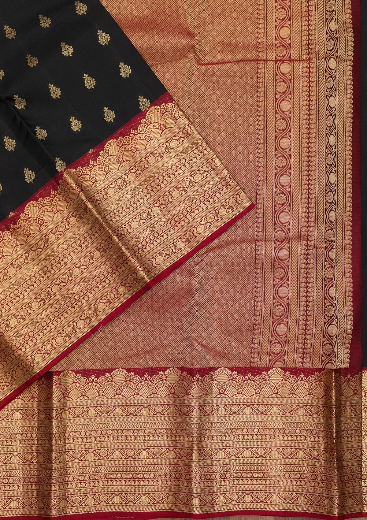 Black Zariwork Pure Silk Saree-Koskii