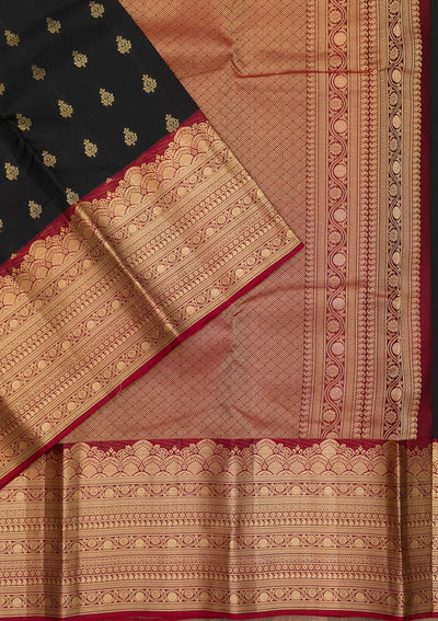 Black Zariwork Pure Silk Saree-Koskii