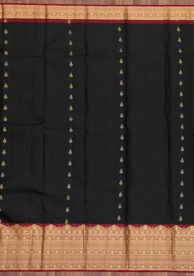 Black Zariwork Pure Silk Saree-Koskii