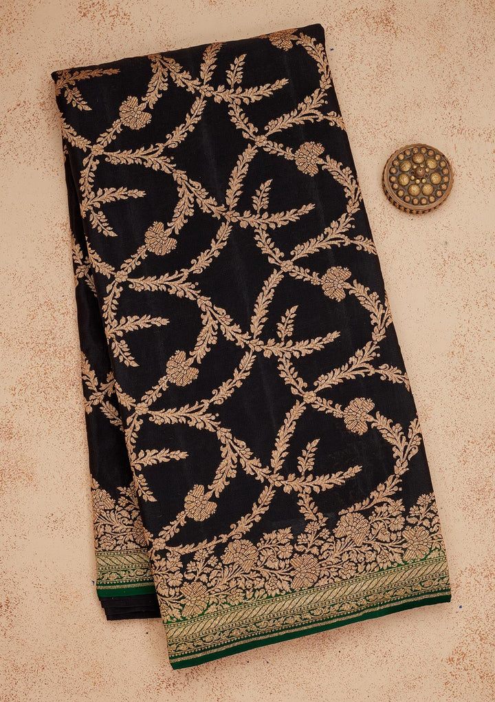 Black Zariwork Pure Silk Saree-Koskii