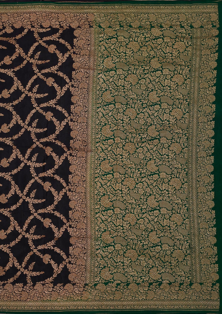 Black Zariwork Pure Silk Saree-Koskii