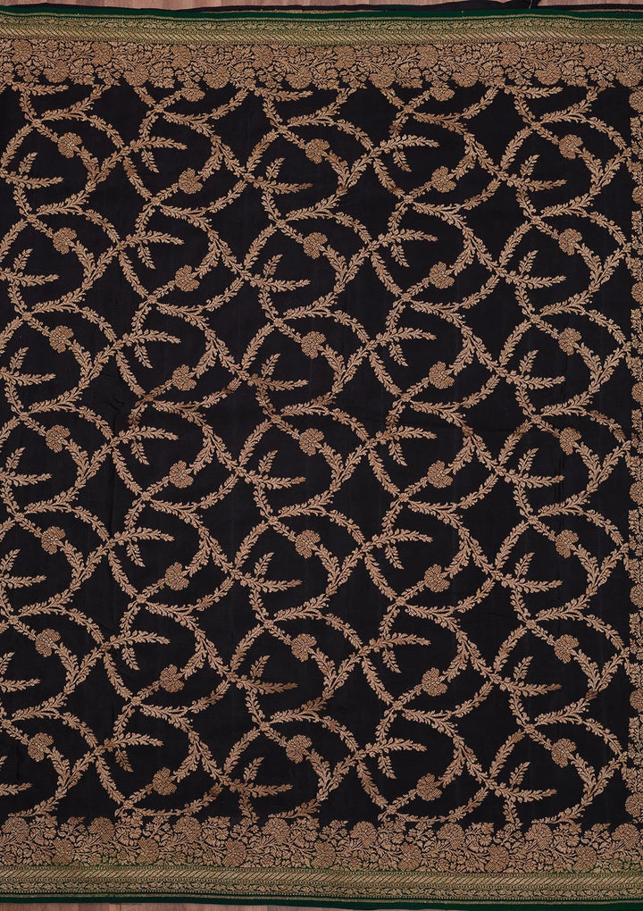 Black Zariwork Pure Silk Saree-Koskii