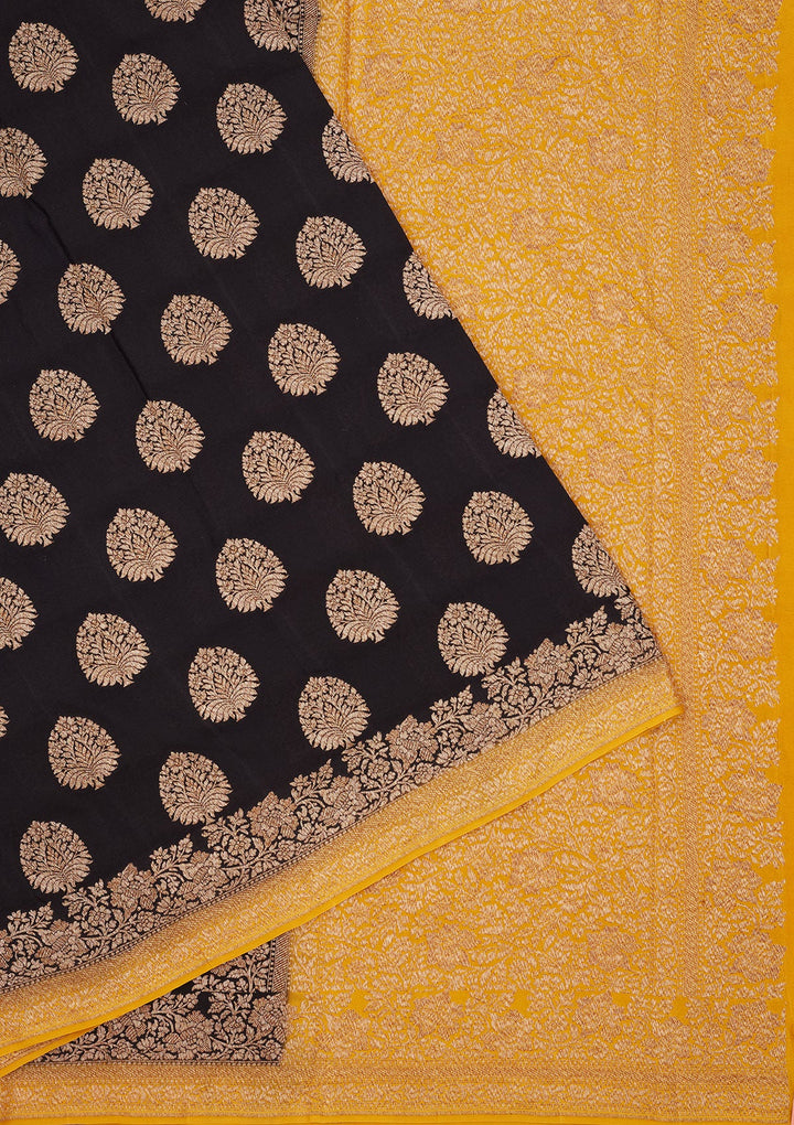 Black Zariwork Pure Silk Saree-Koskii