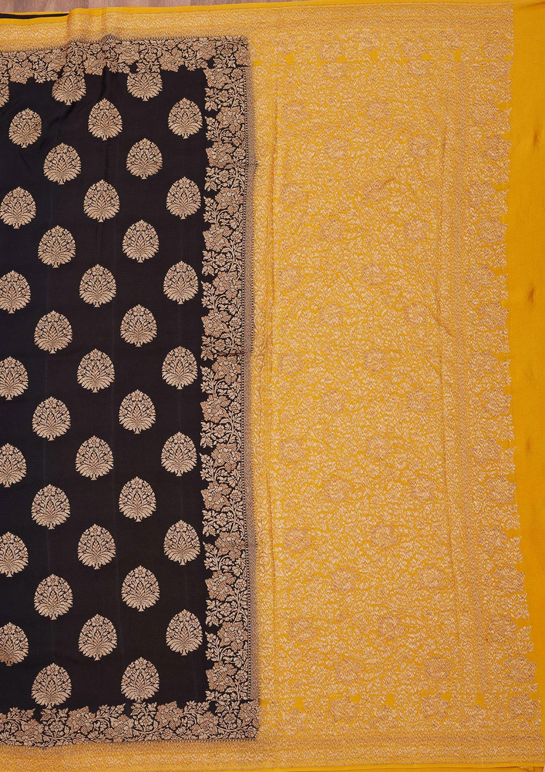 Black Zariwork Pure Silk Saree-Koskii