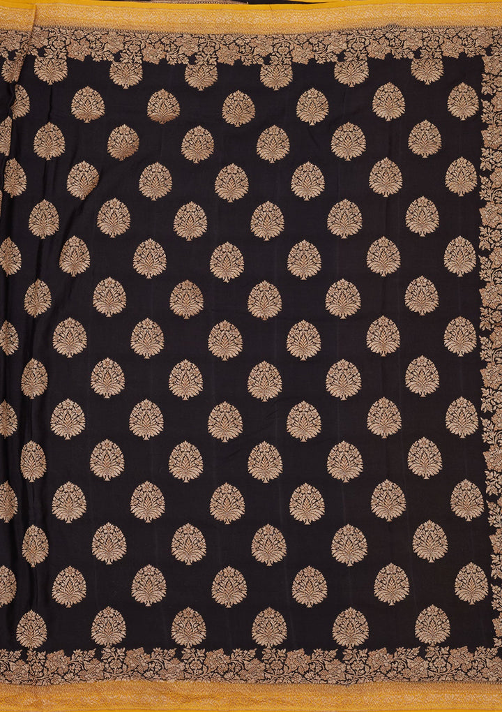 Black Zariwork Pure Silk Saree-Koskii
