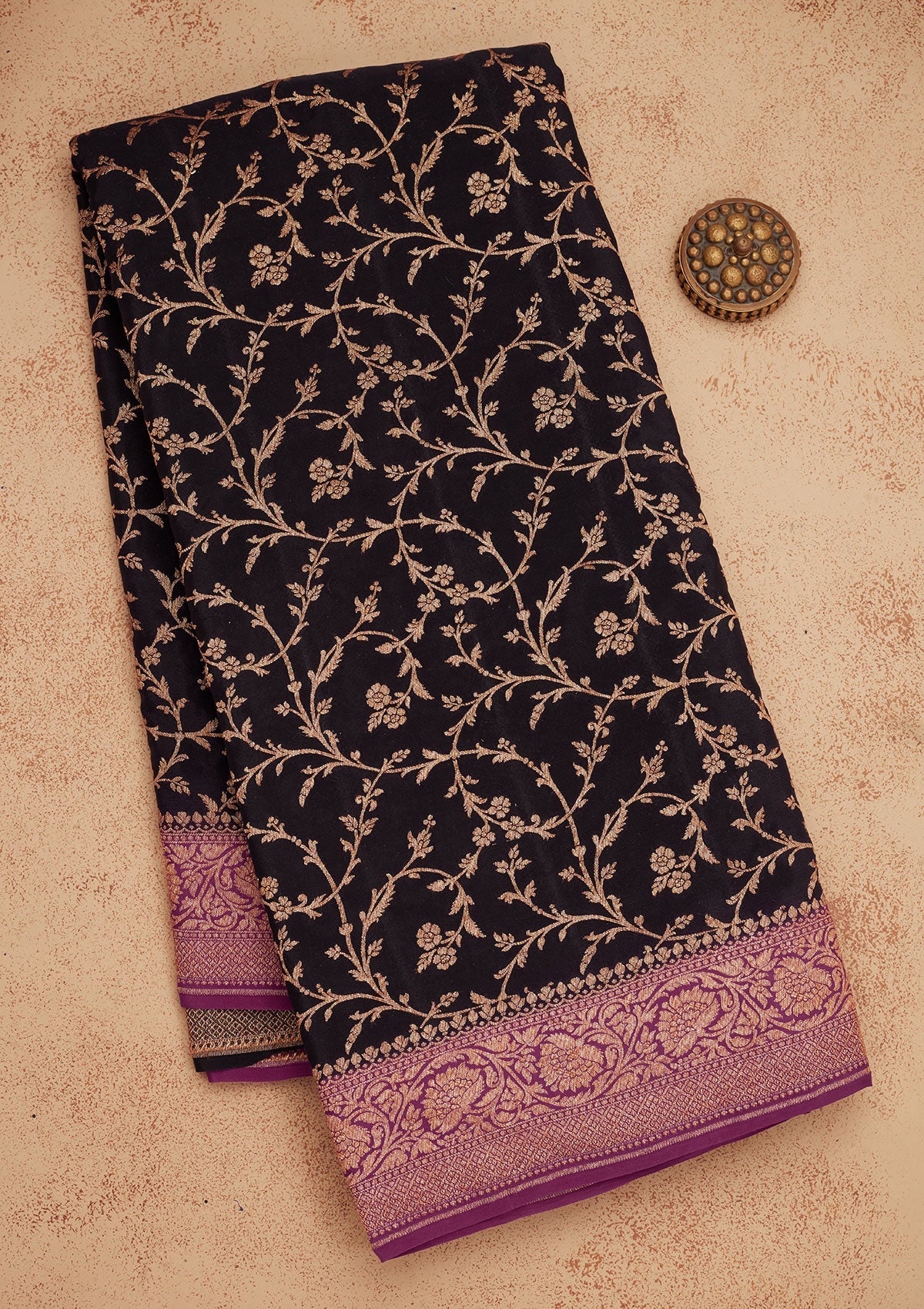 Black Zariwork Pure Silk Saree-Koskii