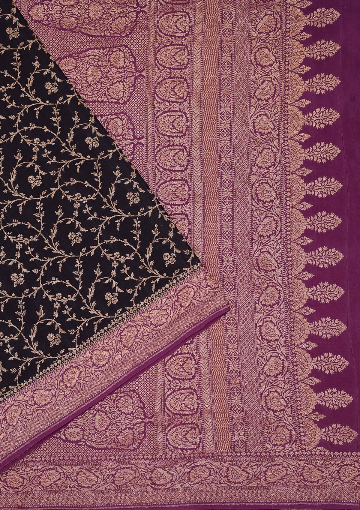 Black Zariwork Pure Silk Saree-Koskii