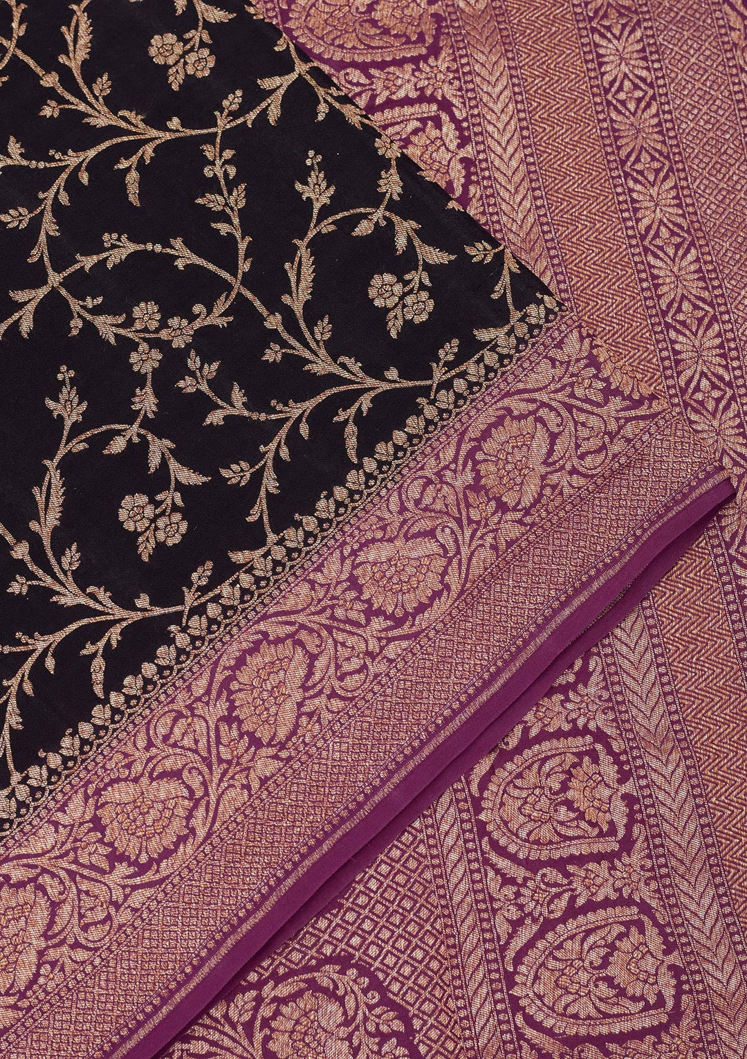 Black Zariwork Pure Silk Saree-Koskii
