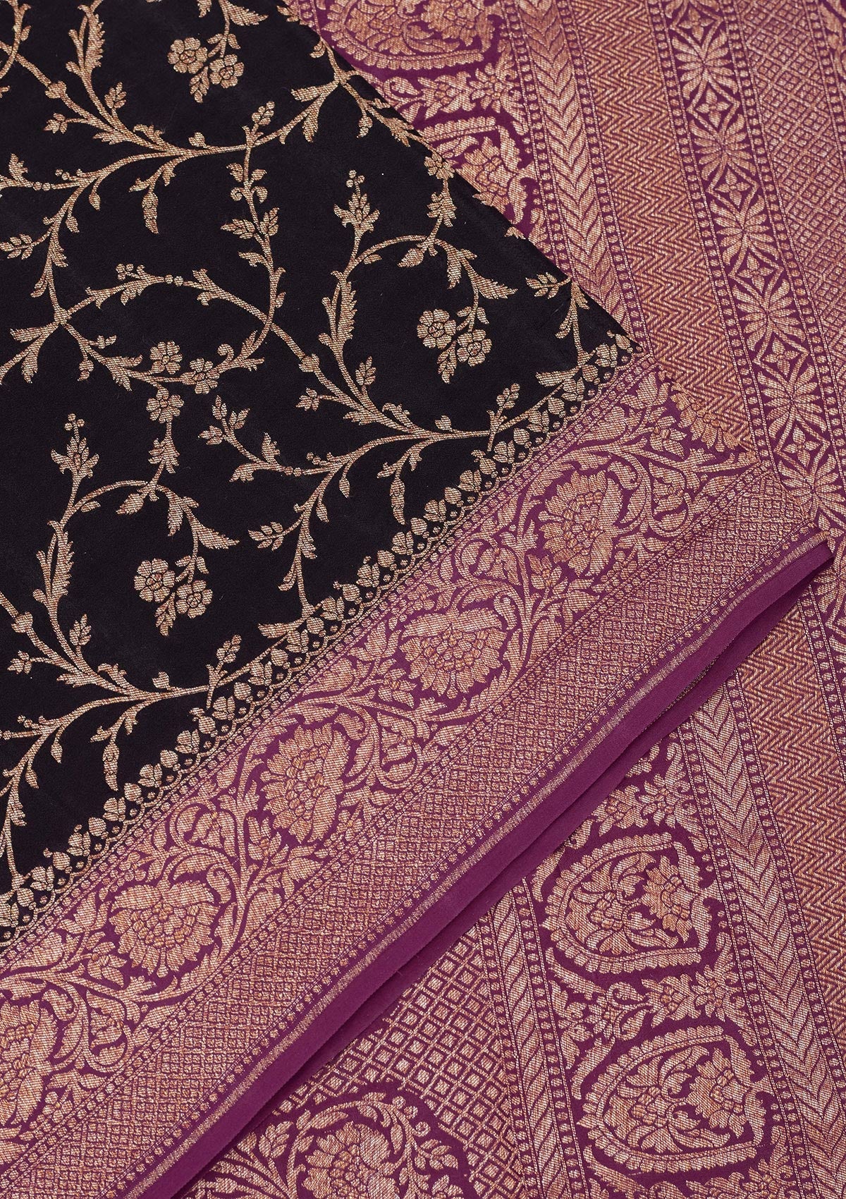 Black Zariwork Pure Silk Saree-Koskii