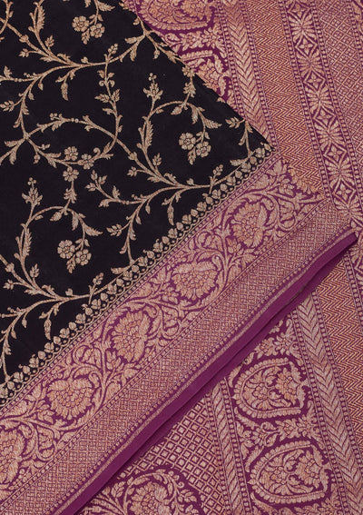 Black Zariwork Pure Silk Saree-Koskii