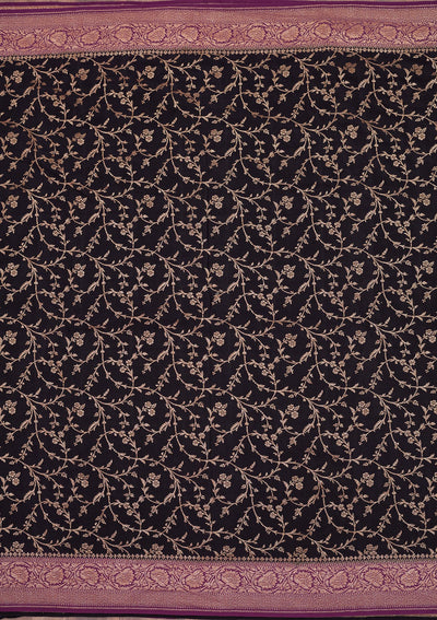 Black Zariwork Pure Silk Saree-Koskii
