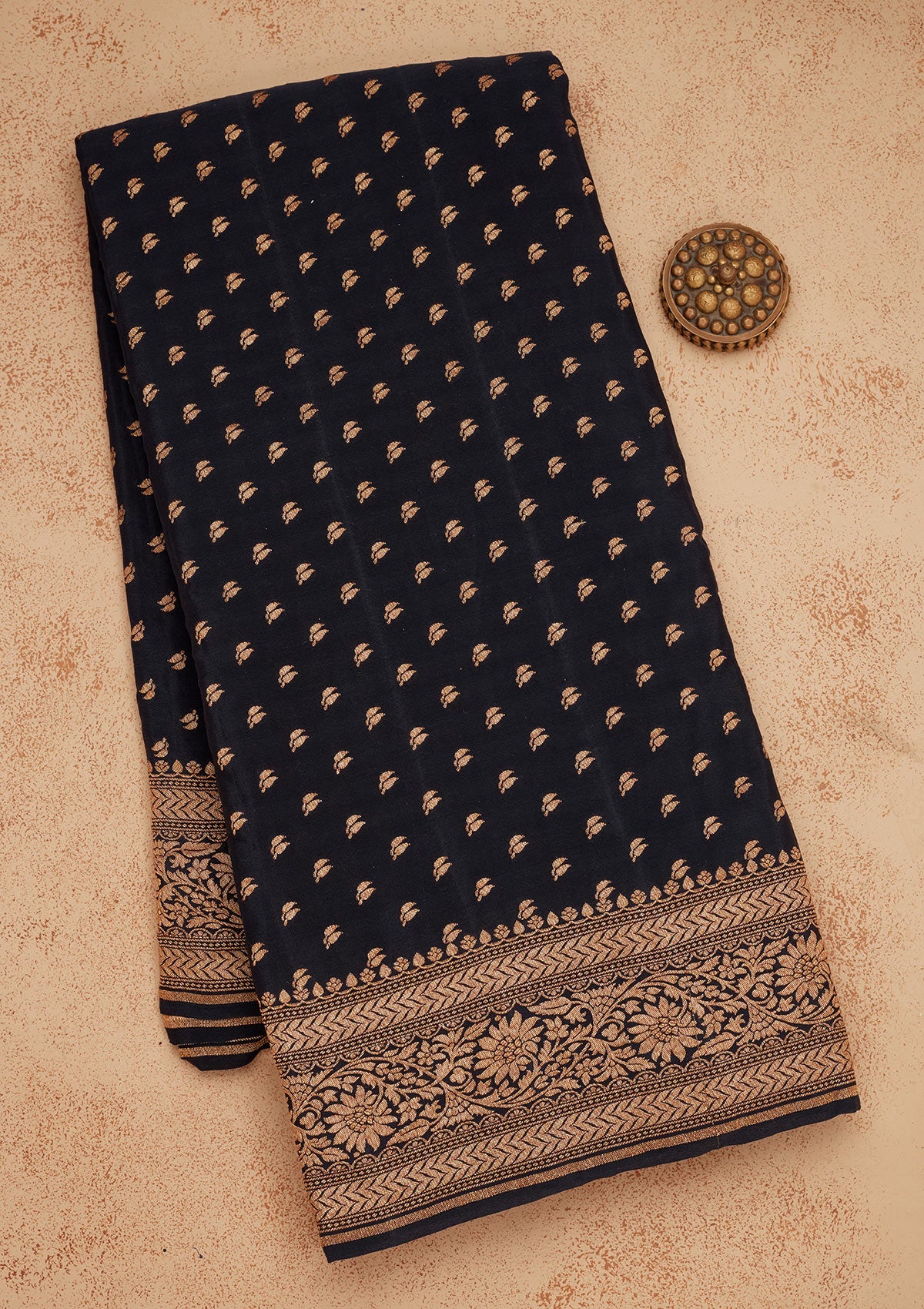 Black Zariwork Pure Silk Saree-Koskii