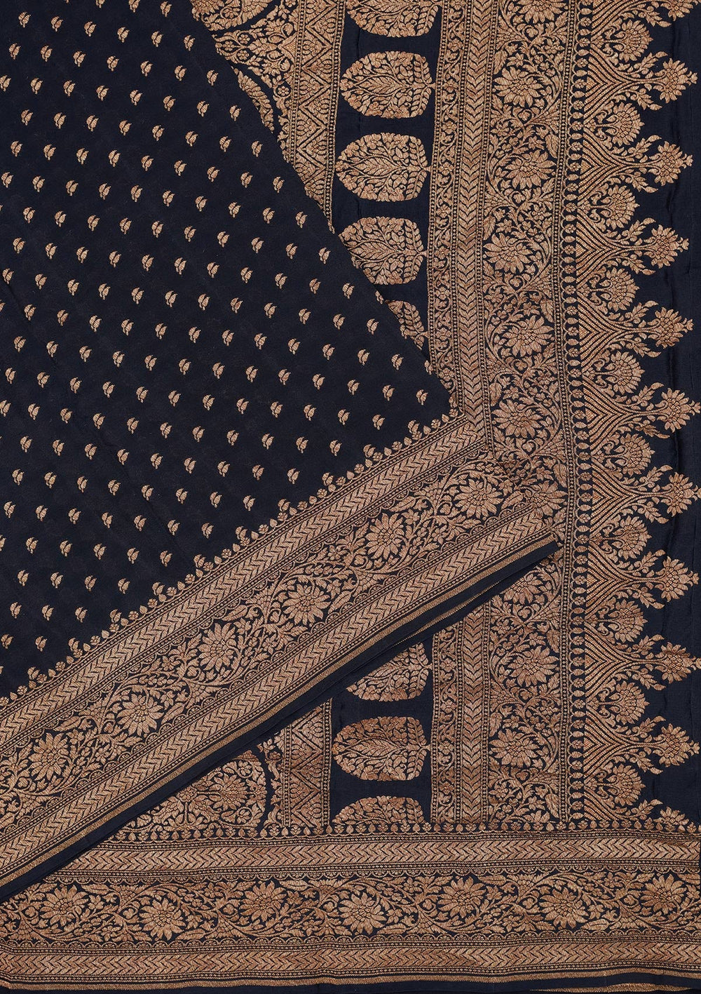 Black Zariwork Pure Silk Saree-Koskii