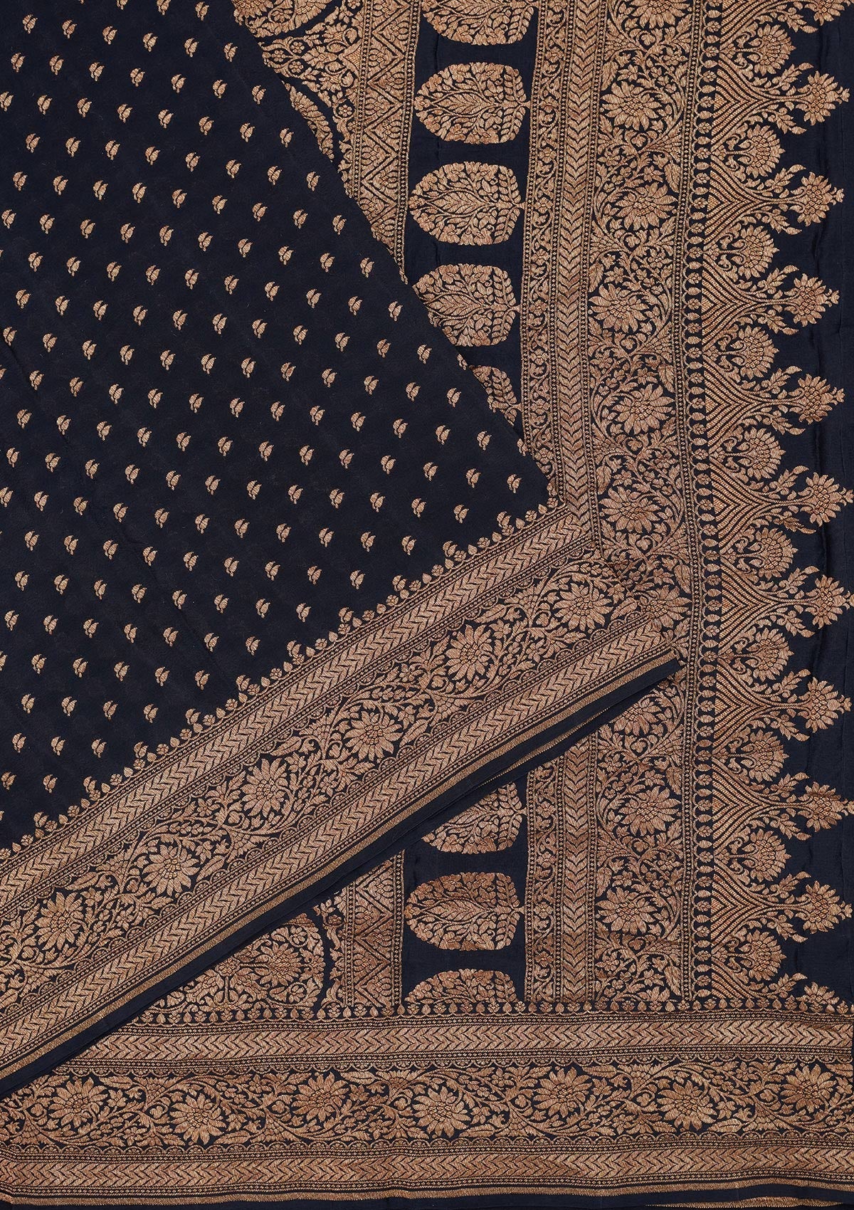 Black Zariwork Pure Silk Saree-Koskii