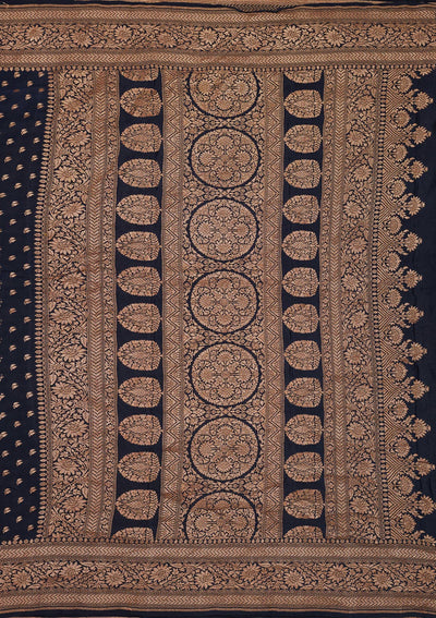 Black Zariwork Pure Silk Saree-Koskii