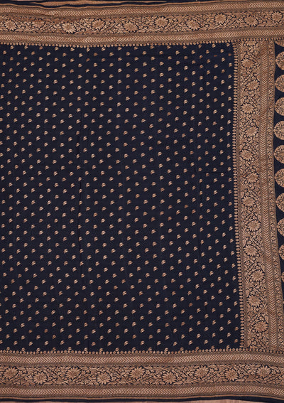 Black Zariwork Pure Silk Saree-Koskii