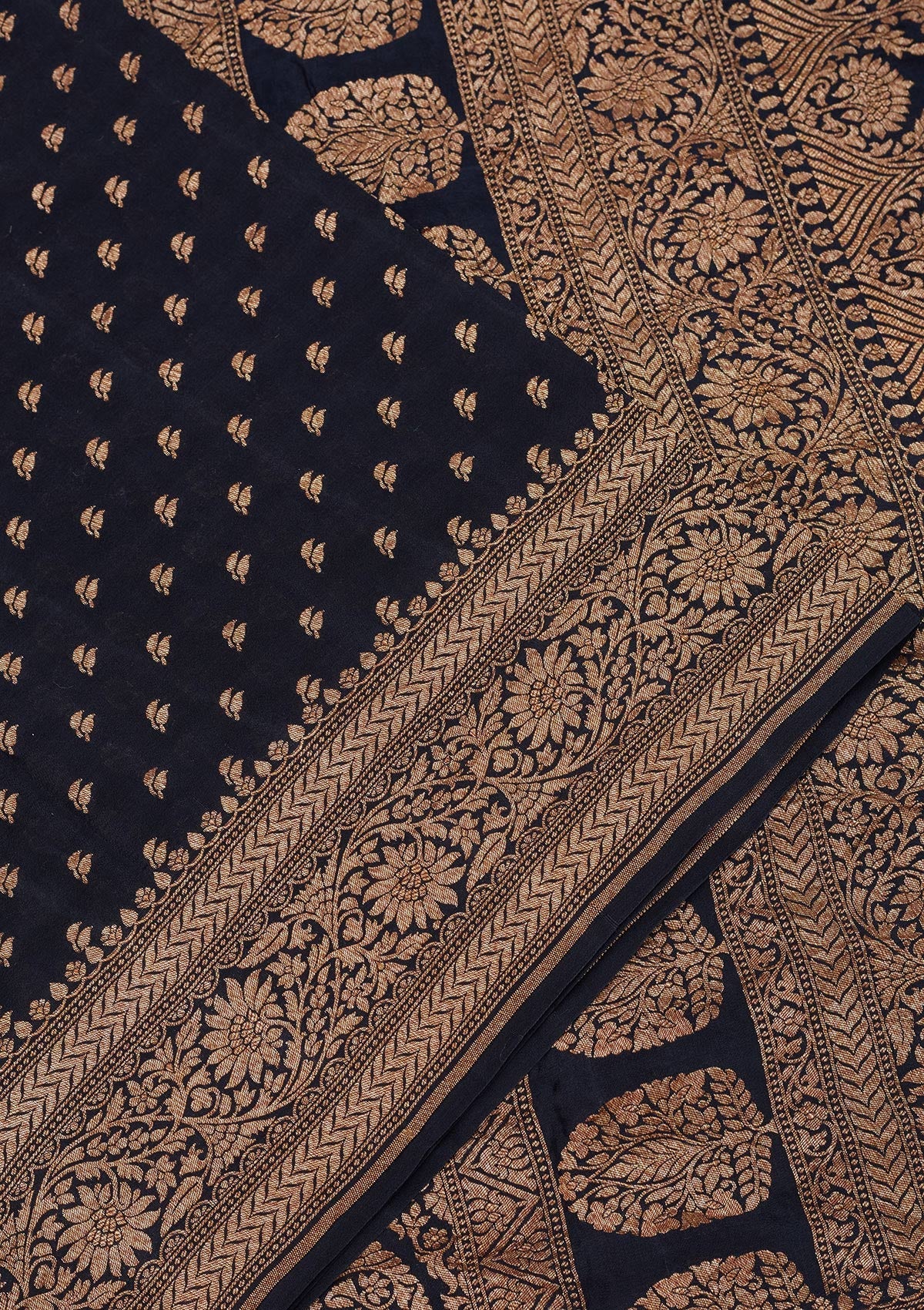 Black Zariwork Pure Silk Saree-Koskii