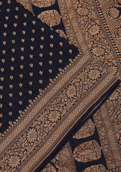 Black Zariwork Pure Silk Saree-Koskii