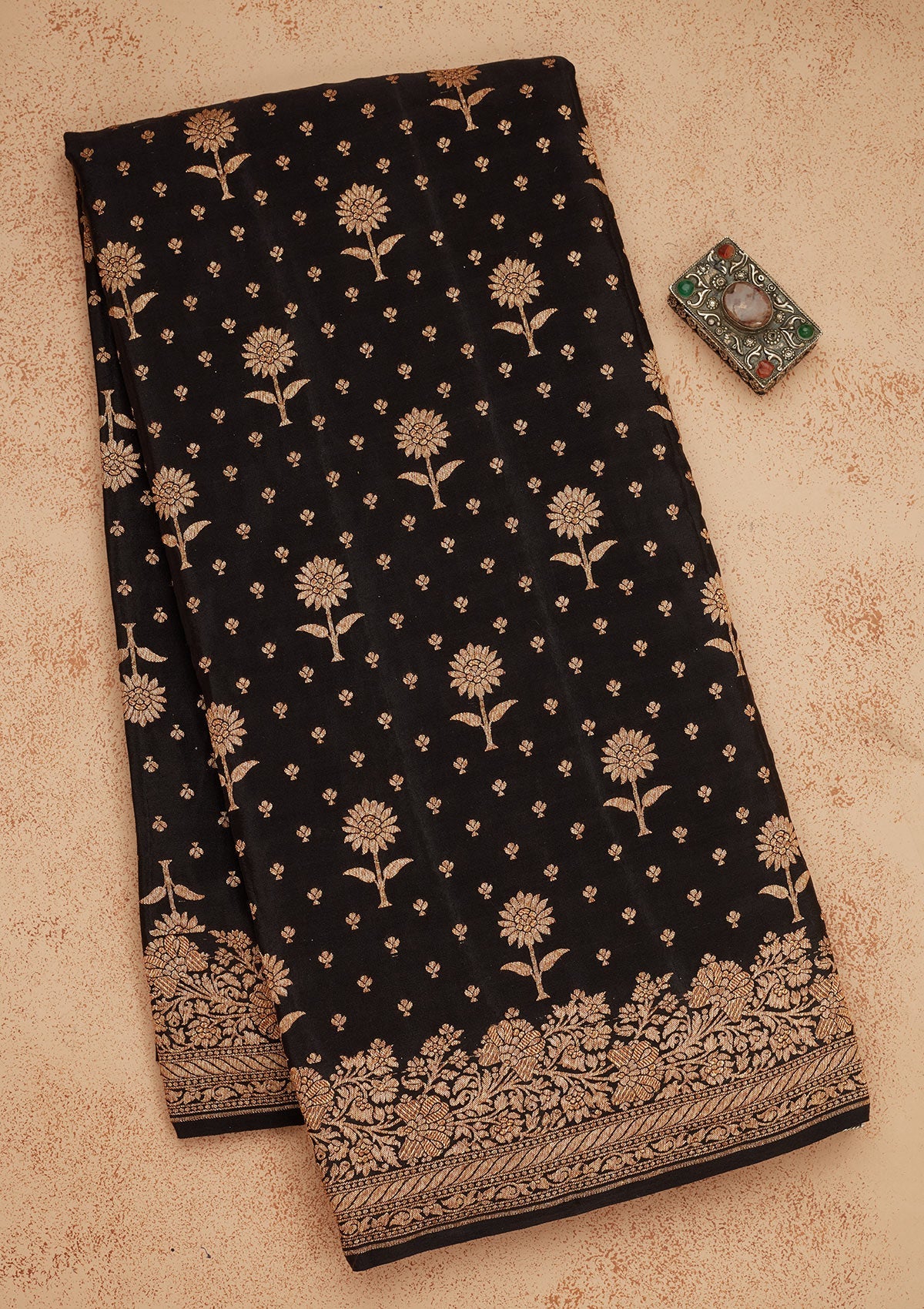 Black Zariwork Pure Silk Saree-Koskii